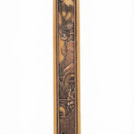 Large 10-inch tall King David's City Mezuzah with intricate engraved Hebrew lettering and decorative motifs on a pure white studio background with soft reflection.