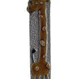 High-resolution image of a handmade King Giraffe Mezuzah made of pewter with enamel, designed for children's blessings and home entry.