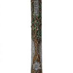 Impressive extra large pewter mezuzah adorned with Swarovski crystals and hand-painted enamel tree, designed for synagogue or large home doorways.