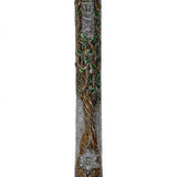 Impressive extra large pewter mezuzah adorned with Swarovski crystals and hand-painted enamel tree, designed for synagogue or large home doorways.