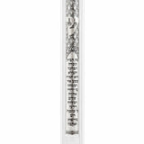 Silver Inlay clear lucite mezuzah, 5.5 inches, with an inner silver plaque suspended in the acrylic.
