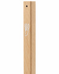 Large Classic Natural White Oak Wood Mezuzah cover with pale honey beige grain and a delicate white outline Shin along a slim rectangular wooden body for a warm traditional Jewish doorway