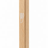 Large Classic Natural White Oak Wood Mezuzah cover with pale honey beige grain and a delicate white outline Shin along a slim rectangular wooden body for a warm traditional Jewish doorway