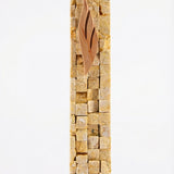 Extra-large Jerusalem stone mezuzah with detailed carvings, Hebrew inscriptions, on a bright white background with soft reflection.