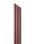 Large Modern Burgundy Pyramid Mezuzah shown from the front as a muted burgundy wine-red aluminum mezuzah cover, with three graduated vertical bars forming a contemporary stepped design and a gently rounded lower edge for modern Jewish doorway decor