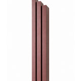 Large Modern Burgundy Pyramid Mezuzah shown from the front as a muted burgundy wine-red aluminum mezuzah cover, with three graduated vertical bars forming a contemporary stepped design and a gently rounded lower edge for modern Jewish doorway decor