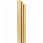 Large Modern Gold Pyramid Mezuzah shown from the front as a warm metallic gold aluminum mezuzah cover, with three graduated vertical bars forming a contemporary stepped design and a gently rounded lower edge for modern Jewish doorway decor