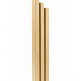 Large Modern Gold Pyramid Mezuzah shown from the front as a warm metallic gold aluminum mezuzah cover, with three graduated vertical bars forming a contemporary stepped design and a gently rounded lower edge for modern Jewish doorway decor