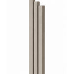 Large Modern Sandstone Pyramid Mezuzah shown from the front as a warm taupe sandstone aluminum mezuzah cover, with three graduated vertical bars forming a contemporary stepped design and a gently rounded lower edge for modern Jewish doorway decor