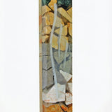 Extra large Israel stones mezuzah with colorful stone pieces, glass Shin, and clean white background, showcasing detailed craftsmanship and design.