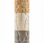 High-resolution image of a Jerusalem and Tiberias stone Mezuzah with detailed engraving, surface texture, and precise Hebrew lettering, on a white background with soft reflection.