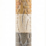 High-resolution image of a Jerusalem and Tiberias stone Mezuzah with detailed engraving, surface texture, and precise Hebrew lettering, on a white background with soft reflection.