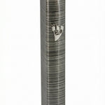 Upscale acrylic Tuxedo Mezuzah with detailed Hebrew engravings on a clean white background with soft reflection.