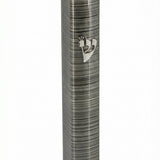 Upscale acrylic Tuxedo Mezuzah with detailed Hebrew engravings on a clean white background with soft reflection.