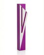 Sleek purple and silver aluminum Capital Shin Mezuzah case with a modern geometric design