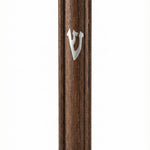 High-resolution image of an Erez Mezuzah crafted from walnut wood, showcasing intricate details, Hebrew engravings, and a polished finish on a white studio background with subtle reflection.
