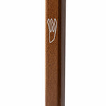 Heartwood mahogany wood mezuzah, 6.5 inches, mounted on a door frame.