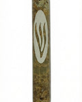 Brown Green Marble large mezuzah case handcrafted in Israel with green and brown natural stone veining, Hebrew detail, and 6-inch size