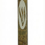 Brown Green Marble large mezuzah case handcrafted in Israel with green and brown natural stone veining, Hebrew detail, and 6-inch size