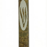 Brown Green Marble large mezuzah case handcrafted in Israel with green and brown natural stone veining, Hebrew detail, and 6-inch size