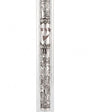 High-resolution studio image of a precise metal mezuzah with true dimensions and hardware, centered on a pure white background.