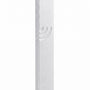 Minimalist Wave silver aluminum mezuzah case on a white background with a slim metallic body and a flowing modern Hebrew Shin