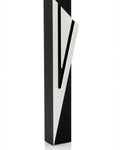 Sleek black aluminum mezuzah with screw cap for outdoor use, includes mounting tape, measuring 5.5 inches, designed for Jewish homes.