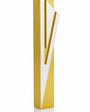 Elegant gold aluminum Mezuzah with Hebrew Shin symbol, detailed craftsmanship and sleek finish, designed for both indoor and outdoor use in home decor
