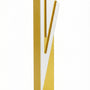 Elegant gold aluminum Mezuzah with Hebrew Shin symbol, detailed craftsmanship and sleek finish, designed for both indoor and outdoor use in home decor