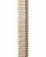 Modern Golden Steps champagne aluminum mezuzah case on a white background with layered horizontal bands and a centered silver Hebrew Shin