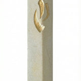 Handcrafted Jerusalem stone Mezuzah, measuring 6 inches tall, with detailed surface texture and Hebrew inscriptions, on a white background.