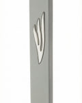 Large gray cement Mezuzah, 9 inches tall, with Hebrew inscriptions, displayed on a clean white background with a subtle reflection.