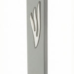 Large gray cement Mezuzah, 9 inches tall, with Hebrew inscriptions, displayed on a clean white background with a subtle reflection.
