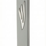Large gray cement Mezuzah, 9 inches tall, with Hebrew inscriptions, displayed on a clean white background with a subtle reflection.