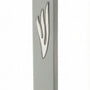 Large gray cement Mezuzah, 9 inches tall, with Hebrew inscriptions, displayed on a clean white background with a subtle reflection.