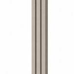 Modern Sandstone Pyramid Mezuzah with three stepped aluminum bars, slim architectural profile and warm greige finish