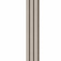 Modern Sandstone Pyramid Mezuzah with three stepped aluminum bars, slim architectural profile and warm greige finish