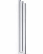 Modern Silver Pyramid Mezuzah with three stepped aluminum bars, slim architectural profile and brushed silver finish