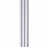 Modern Silver Pyramid Mezuzah with three stepped aluminum bars, slim architectural profile and brushed silver finish