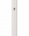Modern Waterproof White Aluminum Outdoor Mezuzah, 5.5 inches tall, matte white finish with a raised Shin on a slim rectangular body.