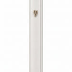 Modern Waterproof White Aluminum Outdoor Mezuzah, 5.5 inches tall, matte white finish with a raised Shin on a slim rectangular body.