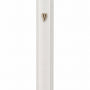 Modern Waterproof White Aluminum Outdoor Mezuzah, 5.5 inches tall, matte white finish with a raised Shin on a slim rectangular body.