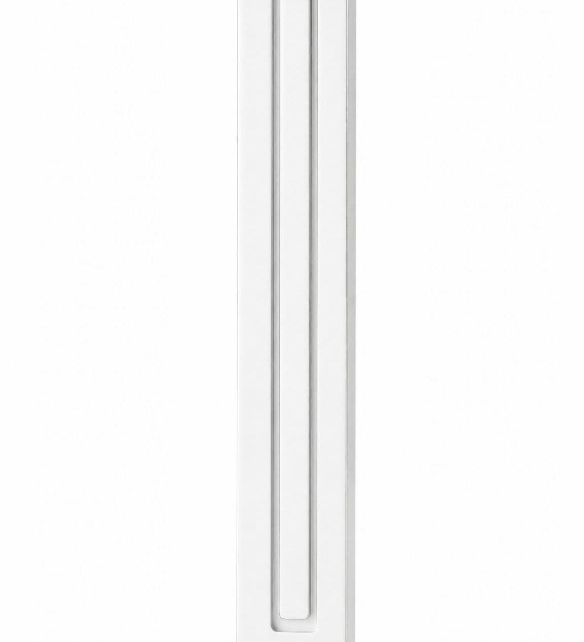 Modern White Pyramid Mezuzah with three stepped aluminum bars, slim architectural profile and clean white finish