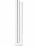 Modern White Pyramid Mezuzah with three stepped aluminum bars, slim architectural profile and clean white finish