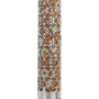 Brown Mosaic Magen David Mezuzah with sequined borders, crafted in Middle Eastern style, 5.5 inches tall, for Jewish home decoration.