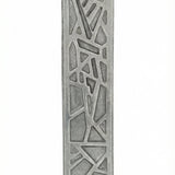 High-resolution image of an intricately designed mosaic pewter mezuzah from Israel, showcasing detailed engravings and a polished surface, on a white studio background with subtle reflection.