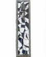 Elegant shadow-style mosaic pewter mezuzah 5.1 inches long with intricate details, Hebrew inscriptions, and a smooth finish, displayed on a white background.