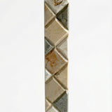 Large Jerusalem stone mosaic mezuzah with Hebrew engravings, decorative motifs, and reflection on white studio background.
