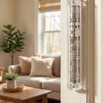 Realistic image of the Clear Jerusalem Silver Plaque Lucite Mezuzah mounted on a residential doorpost inside a home.