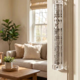 Realistic image of the Clear Jerusalem Silver Plaque Lucite Mezuzah mounted on a residential doorpost inside a home.